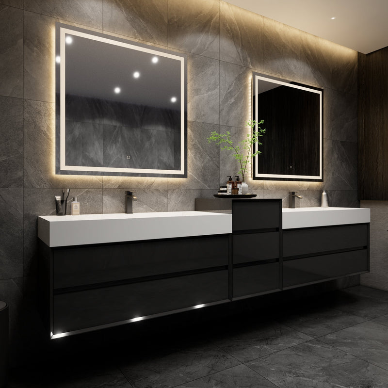 Max Wall Mounted Floating Bath Vanity with Sink | Gray Oak (image 3)