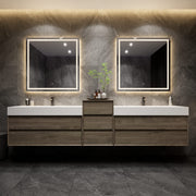 Max 116" Gray Oak Floating Wall-Mounted Bathroom Vanity with Double Acrylic FLX Sink | Better Vanity Modern Minimal Luxury Bathroom Vanities | Los Angeles, CA USA