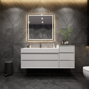 Max 68" Gloss White Modern Bathroom Vanity with FLX Acrylic Sink + Max 20" Gloss White Side Cabinet / Medicine Cabinet - Better Vanity Shop Modern Wholesale Bathroom Vanities Los Angeles CA