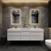 Max 92" Double Sink Floating Wall Mounted Bathroom Vanity in Gloss White | Better Vanity