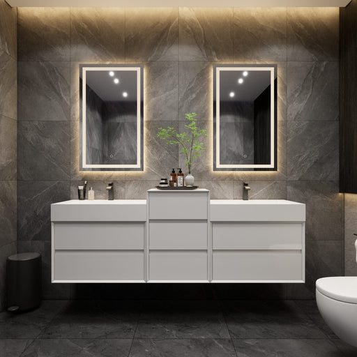 Max 80" Gloss White Bathroom Vanity with Double FLX Acrylic Sink + Side Cabinet | Better Vanity Shop Modern Designer Luxury Vanities for your home
