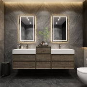 Max 92" Double Sink Floating Wall Mounted Bathroom Vanity in Gray Oak | Better Vanity