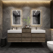 Max 80" Gray Oak Bathroom Vanity Cabinet with Double FLX Acrylic Sink + Side Cabinet | Shop Modern Luxury Bathroom Vanities Now | Better Vanity