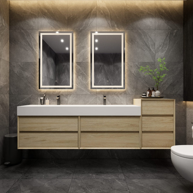 Max Wall Mounted Floating Bath Vanity with Sink | Coffee Wood