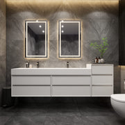 Max 92" Gloss White Modern Minimal Bathroom Vanity with Double Acrylic FLX Sink | Better Vanity Modern Bathroom Vanities