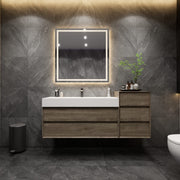 Max 68" Gray Oak Modern Bathroom Vanity with FLX Acrylic Sink + Max 20" Side Cabinet in Gray Oak - Better Vanity Shop Now