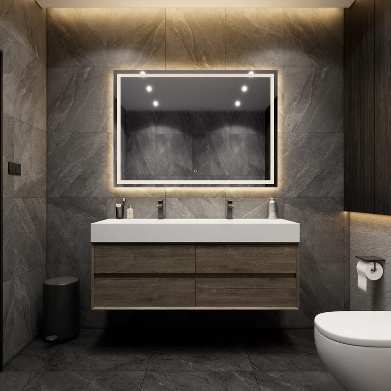 Max 60" Bathroom Vanity in Gray Oak with Double Acrylic FLX Sink - Better Vanity Best Modern Bathroom Vanities