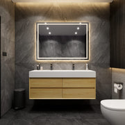 Max 60" Teak Oak Bathroom Vanity with FLX Acrylic Double Sink - Better Vanity Modern Luxury Vanities
