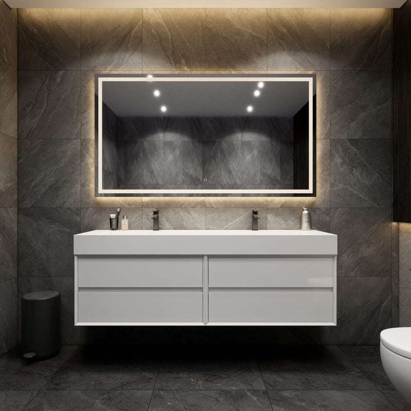Max 72" Gloss White Bathroom Vanity with Double FLX Acrylic Sink - Shop Better Vanity Best Wholesale Bathroom Vanities Now