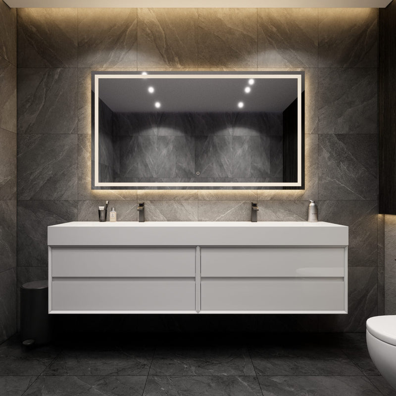 Max 84" Gloss White Bathroom Vanity with Double Acrylic FLX Sink - Shop Better Vanity Best Bathroom Vanities Now - Gloss White
