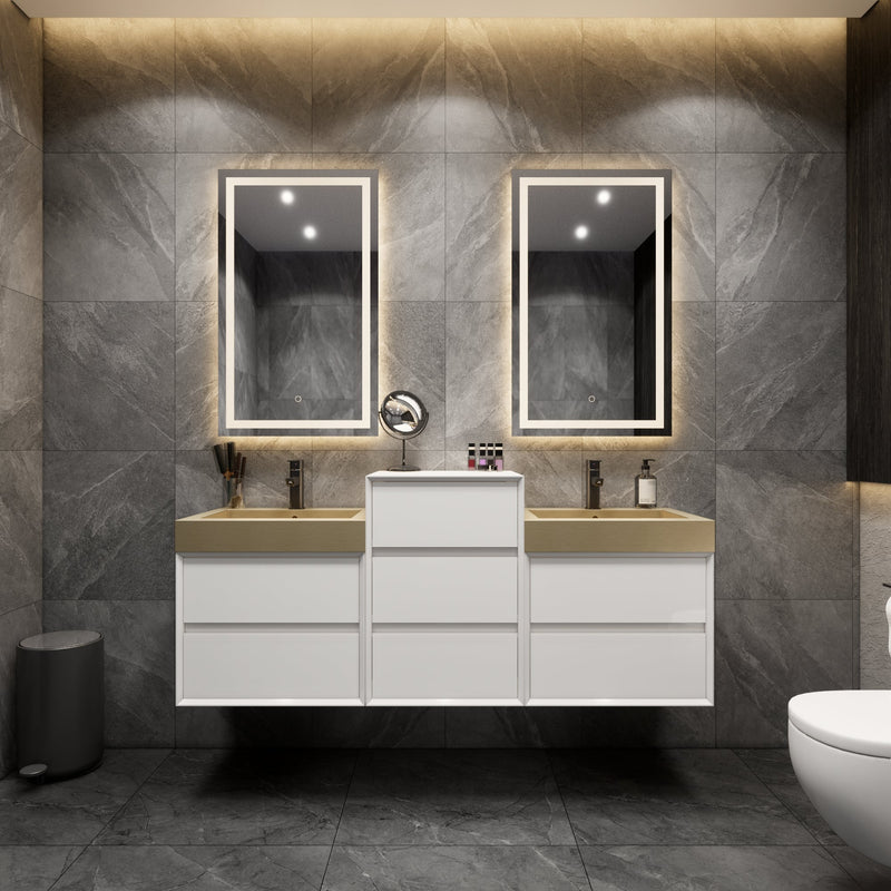 Max Wall Mounted Floating Bath Vanity with Sink | Teak Oak