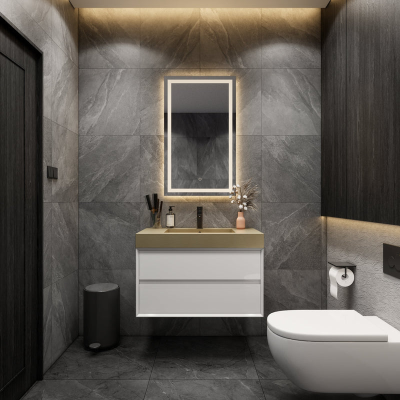 Max Wall Mounted Floating Bath Vanity with Sink | Coffee Wood
