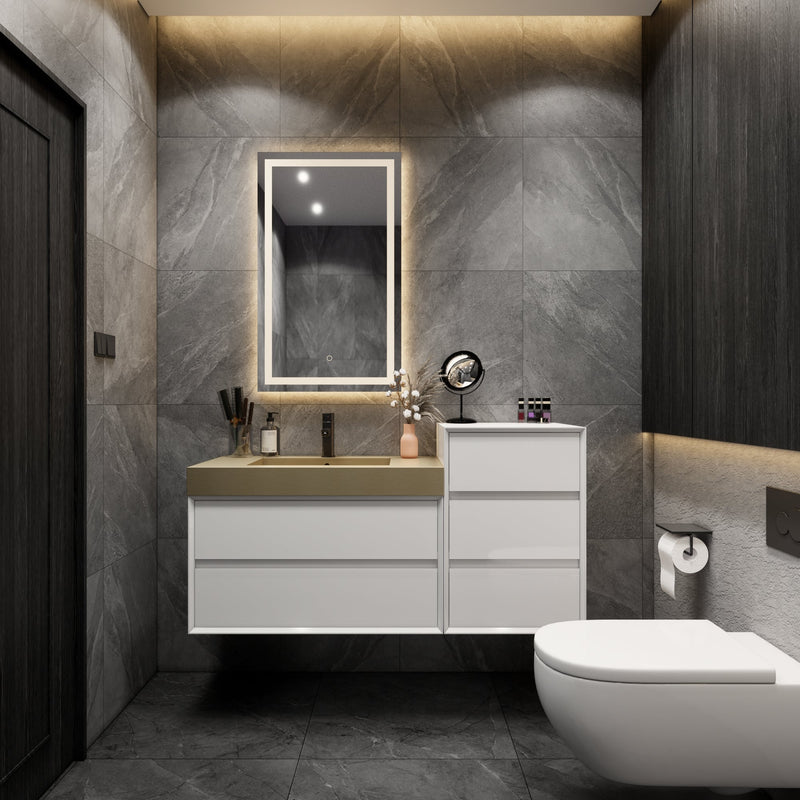 Max Wall Mounted Floating Bath Vanity with Sink | Gray Oak