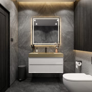 Max 42" Gloss White Floating Wall-Mounted Bathroom Vanity Sink & Medicine Cabinet with Max Gold Stainless Steel Sink | Better Vanity Modern Minimal Luxury Bathroom Vanities | Los Angeles, CA USA