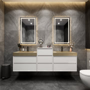 Max Wall Mounted Floating Bath Vanity with Sink | Gray Oak (image 7)