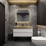 Max 48" Gloss White Floating Wall-Mounted Bathroom Vanity Sink & Medicine Cabinet with Max Gold Stainless Steel Sink | Better Vanity Modern Minimal Luxury Bathroom Vanities | Los Angeles, CA USA