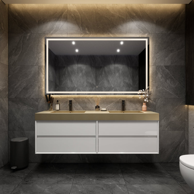 Max Wall Mounted Floating Bath Vanity with Sink | Gloss Black