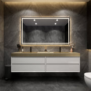Max Wall Mounted Floating Bath Vanity with Sink | Teak Oak (image 5)
