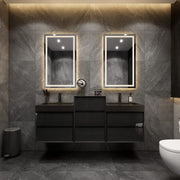 Max 68" Gloss Black Floating Wall-Mounted Bathroom Vanity Sink and Middle Cabinet with Max Black Stainless Steel Double Sink | Better Vanity Modern Minimal Luxury Bathroom Vanities | Los Angeles, CA USA
