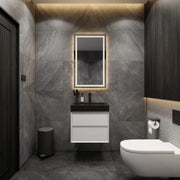 Max 24" Gloss White Floating Wall-Mounted Bathroom Vanity Sink with Max Black Stainless Steel Sink | Better Vanity Modern Minimal Luxury Bathroom Vanities | Los Angeles, CA USA