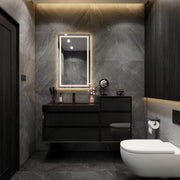 Max 44" Gloss Black Floating Wall-Mounted Bathroom Vanity Sink with Max Black Stainless Steel Sink & Side Cabinet | Better Vanity Modern Minimal Luxury Bathroom Vanities | Los Angeles, CA USA
