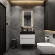 Max 30" Gloss White Floating Wall-Mounted Bathroom Vanity Sink with Max Black Stainless Steel Sink | Better Vanity Modern Minimal Luxury Bathroom Vanities | Los Angeles, CA USA