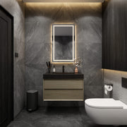 Max 24" Coffee Wood Floating Wall-Mounted Bathroom Vanity Sink with Max Black Stainless Steel Sink | Better Vanity Modern Minimal Luxury Bathroom Vanities | Los Angeles, CA USA