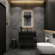 Max 36" Gloss Black Floating Wall-Mounted Bathroom Vanity Sink with Max Black Stainless Steel Sink | Better Vanity Modern Minimal Luxury Bathroom Vanities | Los Angeles, CA USA