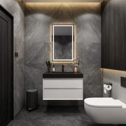 Max 36" Gloss White Floating Wall-Mounted Bathroom Vanity Sink with Max Black Stainless Steel Sink | Better Vanity Modern Minimal Luxury Bathroom Vanities | Los Angeles, CA USA