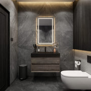 Max 36" Gray Oak Floating Wall-Mounted Bathroom Vanity Sink with Max Black Stainless Steel Sink | Better Vanity Modern Minimal Luxury Bathroom Vanities | Los Angeles, CA USA