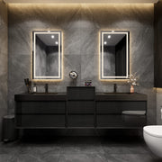 Max 92" Gloss Black Floating Wall-Mounted Bathroom Vanity Sink and Middle Cabinet with Max Black Stainless Steel Double Sink | Better Vanity Modern Minimal Luxury Bathroom Vanities | Los Angeles, CA USA