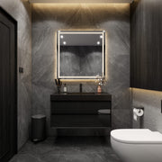 Max 42" Gloss Black Floating Wall-Mounted Bathroom Vanity Sink with Max Black Stainless Steel Sink | Better Vanity Modern Minimal Luxury Bathroom Vanities | Los Angeles, CA USA
