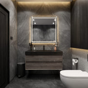 Max 48" Gray Oak Floating Wall-Mounted Bathroom Vanity Sink with Max Black Stainless Steel Sink | Better Vanity Modern Minimal Luxury Bathroom Vanities | Los Angeles, CA USA