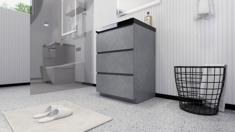 Stanley 24" Freestanding Bathroom Vanity with Reinforced Acrylic Sink and Cabinet Storage