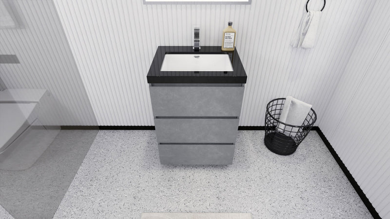 Stanley 24" Freestanding Bathroom Vanity with Reinforced Acrylic Sink and Cabinet Storage