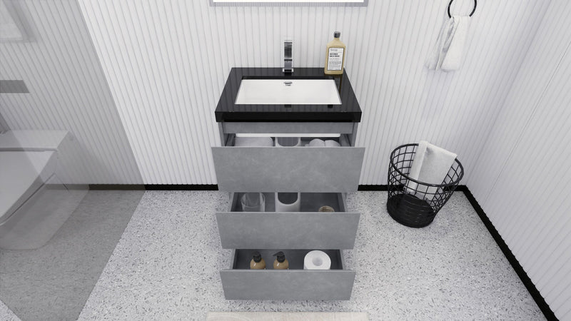 Stanley 24" Freestanding Bathroom Vanity with Reinforced Acrylic Sink and Cabinet Storage