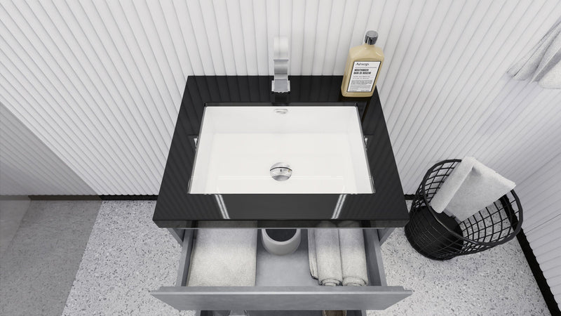 Stanley 24" Freestanding Bathroom Vanity with Reinforced Acrylic Sink and Cabinet Storage