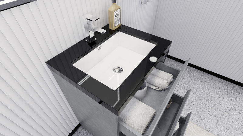 Stanley 24" Freestanding Bathroom Vanity with Reinforced Acrylic Sink and Cabinet Storage