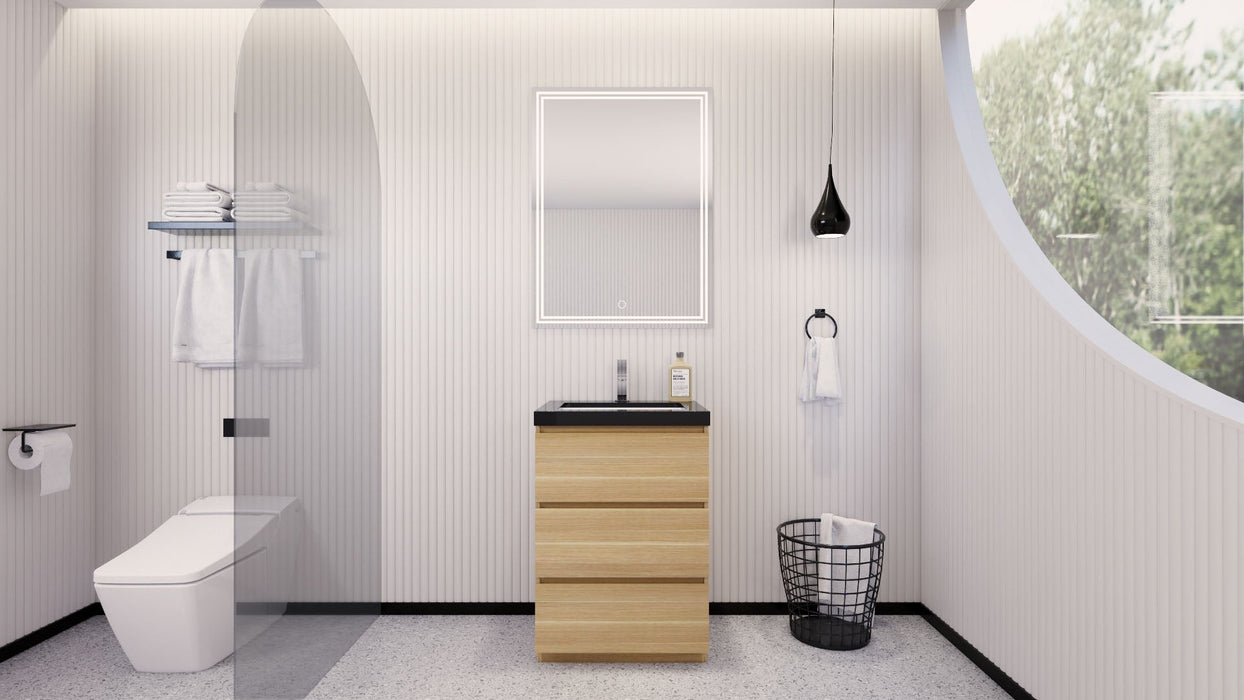 Stanley 24" Freestanding Bathroom Vanity with Reinforced Acrylic Sink and Cabinet Storage