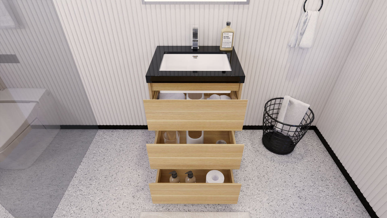 Stanley 24" Freestanding Bathroom Vanity with Reinforced Acrylic Sink and Cabinet Storage