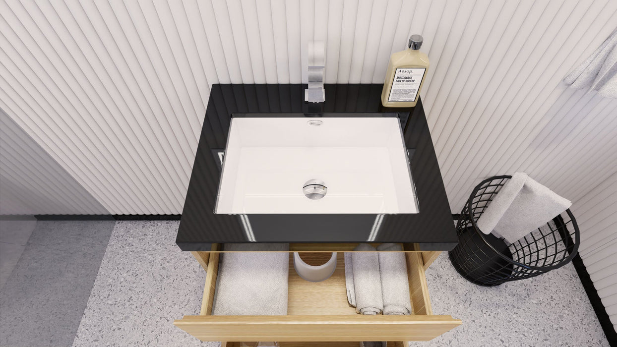 Stanley 24" Freestanding Bathroom Vanity with Reinforced Acrylic Sink and Cabinet Storage
