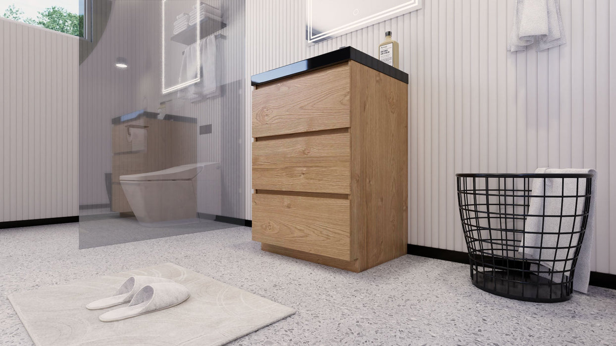 Stanley 24" Freestanding Bathroom Vanity with Reinforced Acrylic Sink and Cabinet Storage