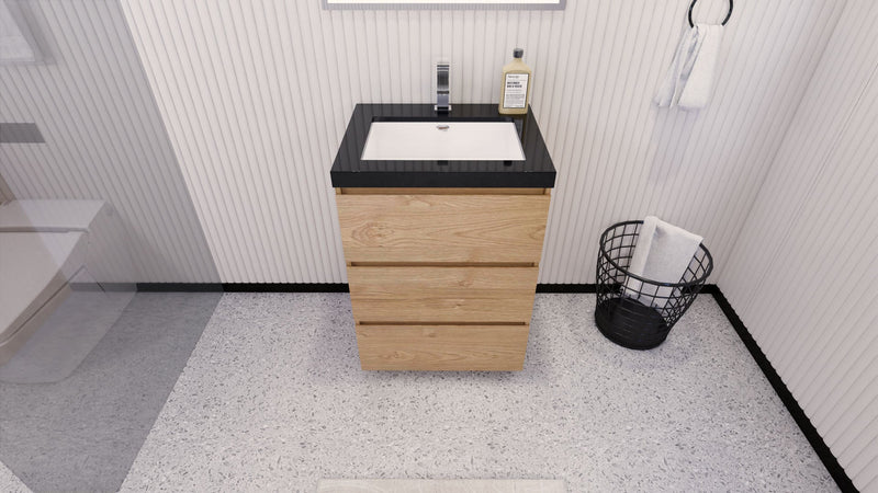 Stanley 24" Freestanding Bathroom Vanity with Reinforced Acrylic Sink and Cabinet Storage