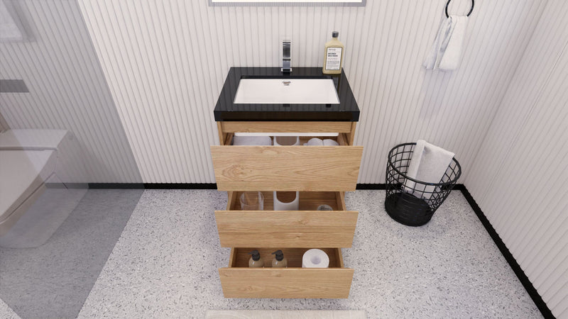 Stanley 24" Freestanding Bathroom Vanity with Reinforced Acrylic Sink and Cabinet Storage
