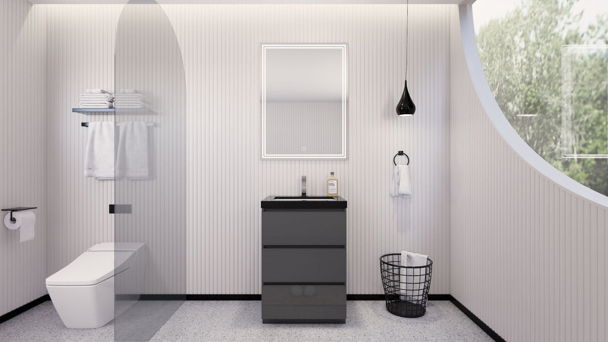 Stanley 24" Freestanding Bathroom Vanity with Reinforced Acrylic Sink and Cabinet Storage