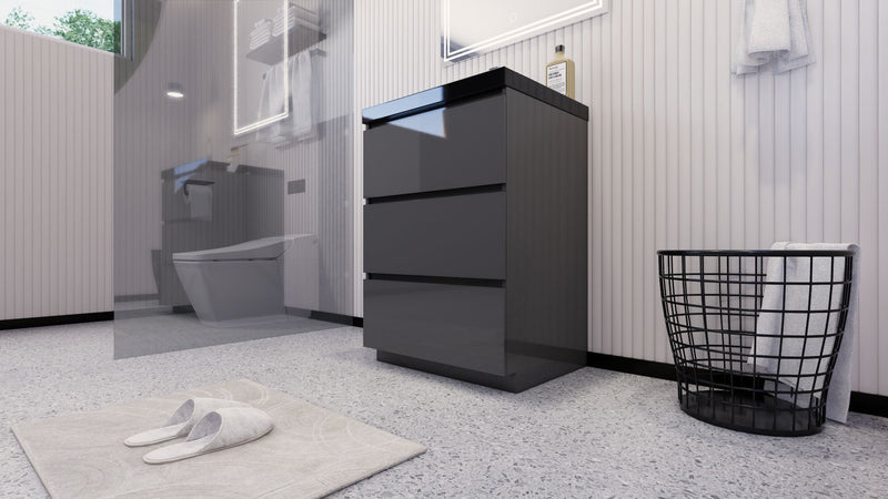 Stanley 24" Freestanding Bathroom Vanity with Reinforced Acrylic Sink and Cabinet Storage