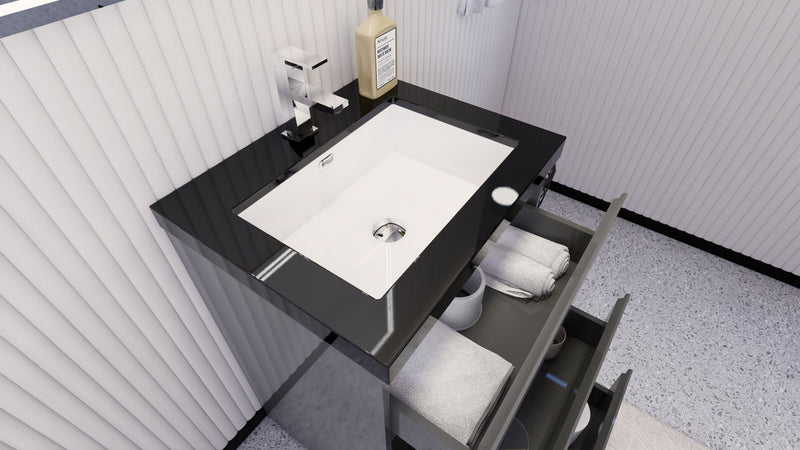 Stanley 24" Freestanding Bathroom Vanity with Reinforced Acrylic Sink and Cabinet Storage