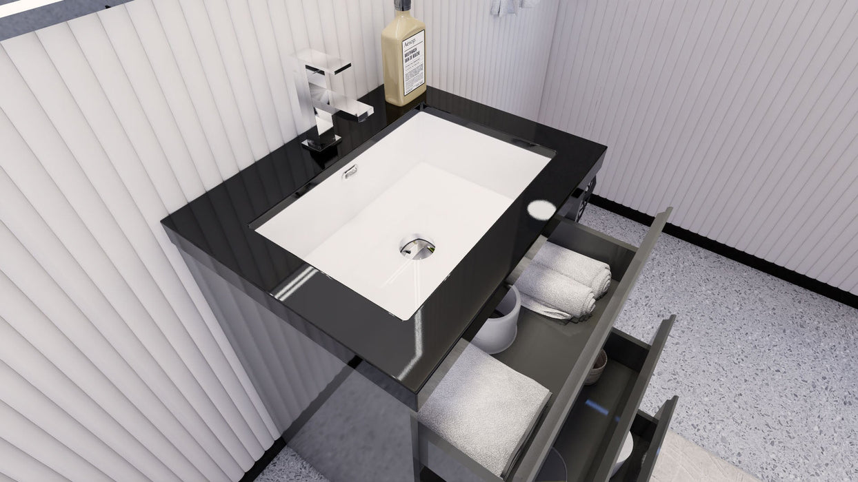 Stanley 24" Freestanding Bathroom Vanity with Reinforced Acrylic Sink and Cabinet Storage