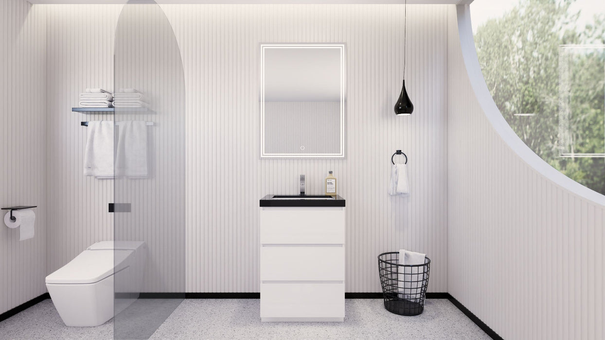 Stanley 24" Freestanding Bathroom Vanity with Reinforced Acrylic Sink and Cabinet Storage