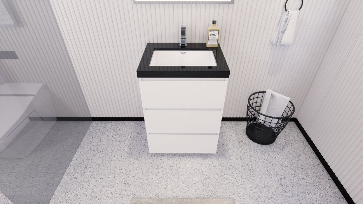 Stanley 24" Freestanding Bathroom Vanity with Reinforced Acrylic Sink and Cabinet Storage